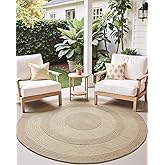 LUMI Jute Area Rug 5ft Round for Living Room, Natural Braided Woven Rugs Non Slip, Neutral Farmhouse Carpets No Shedding, Dur