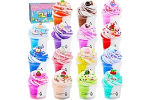 HAIXFORU 15 Pack Two-Toned Butter Slime Kit for Girls,Super Soft and Non-Sticky Toy,DIY Educational Slime Toys for Kids,Party Favor for Kids Girls & Boys