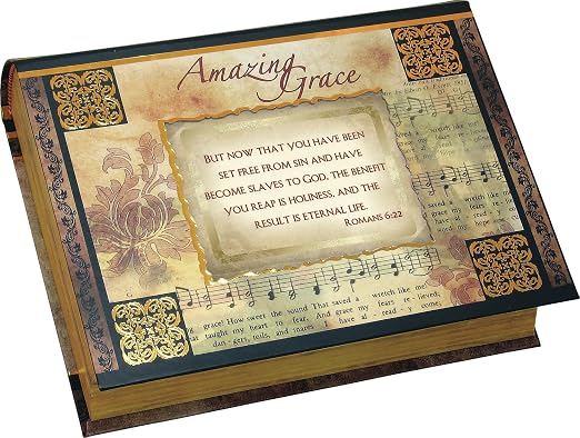 Amazon Com Cottage Garden But Now That You Have Been Set Free Foiled Accent Book Style Jewelry Music Box Plays Song Amazing Grace Home Kitchen