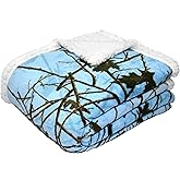 TrailCrest Soft Touch Reversible Camo Throw Blanket - 60" X 80" - Blue Camo