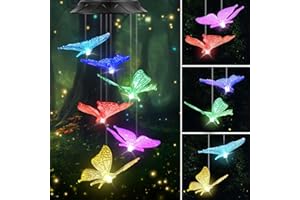 HEGUD Birthday Gifts for Women Mom Grandma, Gardening Gifts for Women, Butterfly Solar Wind Chimes for Outside, Wind Chimes Outdoor Waterproof, Solar Lights Outdoor Decorative for Garden Patio Yard