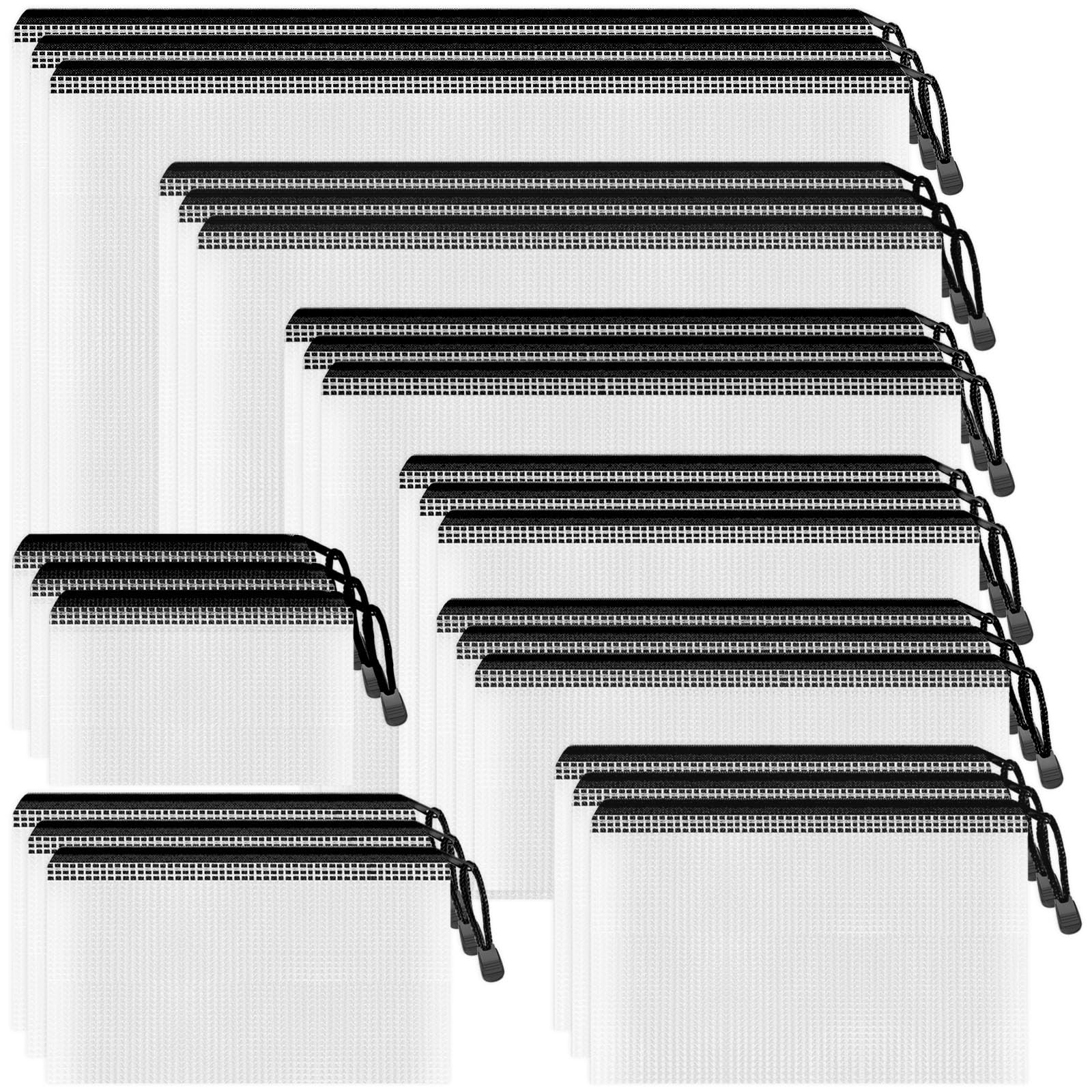 Photo 1 of Smarpau Mesh Zipper Pouch, 24 Pack 8 Sizes Plastic Zipper Pouches for Organizing, Multipurpose Waterproof Zipper Bags for Travel, Office, Home Storage, Black