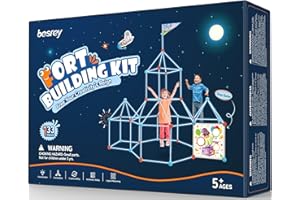 besrey Fort Building Kit for Kids with Toss Game, 133 Pcs Creative Fort Toy, STEM Construction Toy, Outdoor Play Structure, K