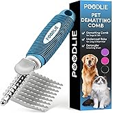 Poodle Dematting Fur Rake Comb Brush for Dogs and Cats - Long 2.5" Steel Safety Blades Metal Comb for Detangling Matted or Knotted Undercoat Hair