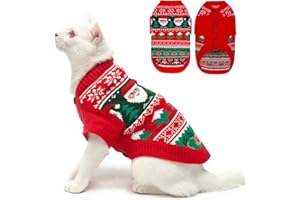 EXPAWLORER Cat Christmas Sweater - Stylish Knitted Christmas Pet Outfit, Soft Clothes for Cats Only, Knitwear Xmas Sweater with Sleeve Warm Apparel, Kitten Clothes for All Cats, Medium