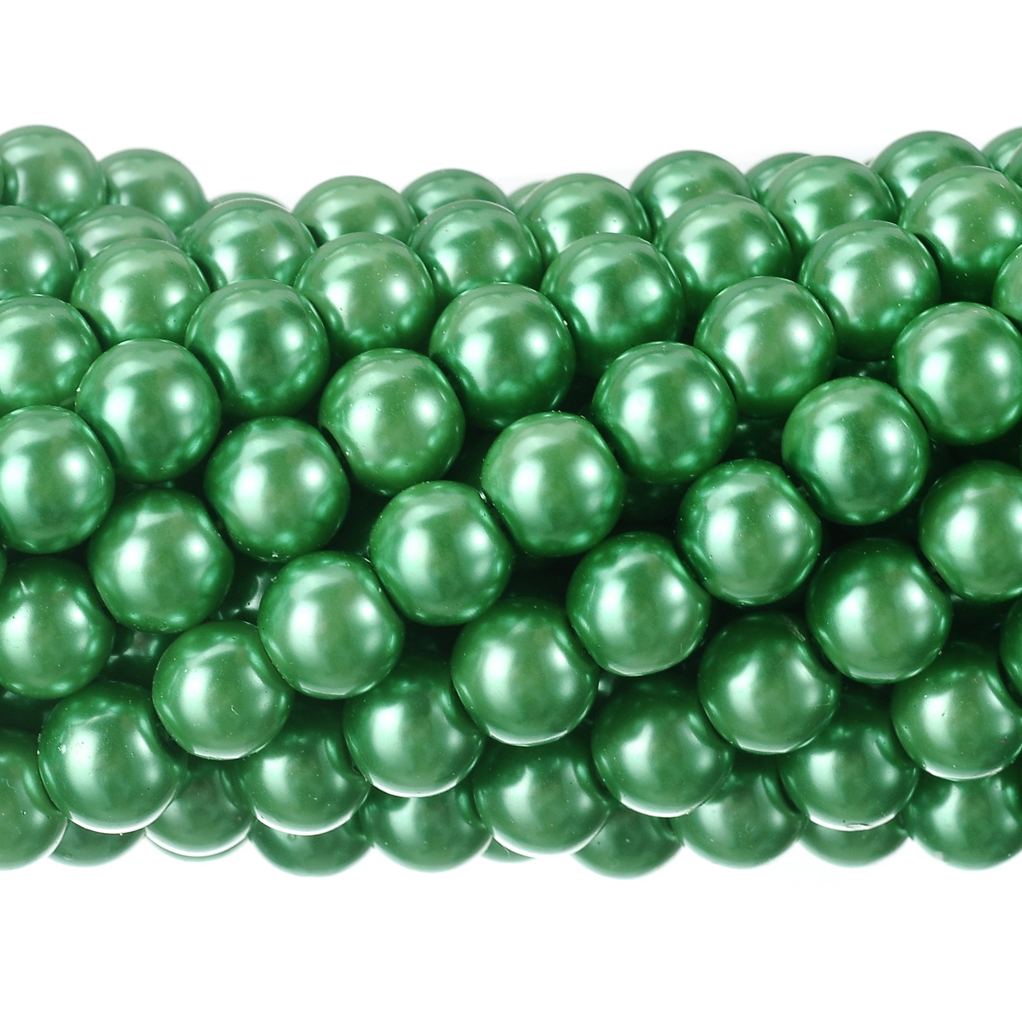 RUBYCA 200Pcs Czech Tiny Satin Luster Glass Pearl Round Beads Beading Jewelry Making 14mm Green
