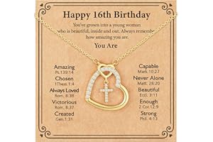 ESPVO Happy 6th 7th 8th 9th 10th 11th 12th 13th Birthday Necklace Gifts for Girls, 14K Gold Plated Necklace Religious Christian Jewelry for Her 16+3 Inches