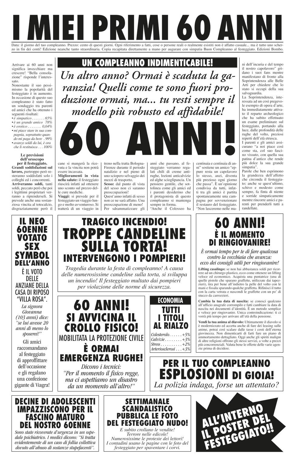 Bombo 60th Birthday Newspaper Card Friend