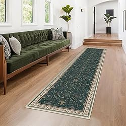 Dark Green Kitchen Rug 10 ft Long - Modern Vintage