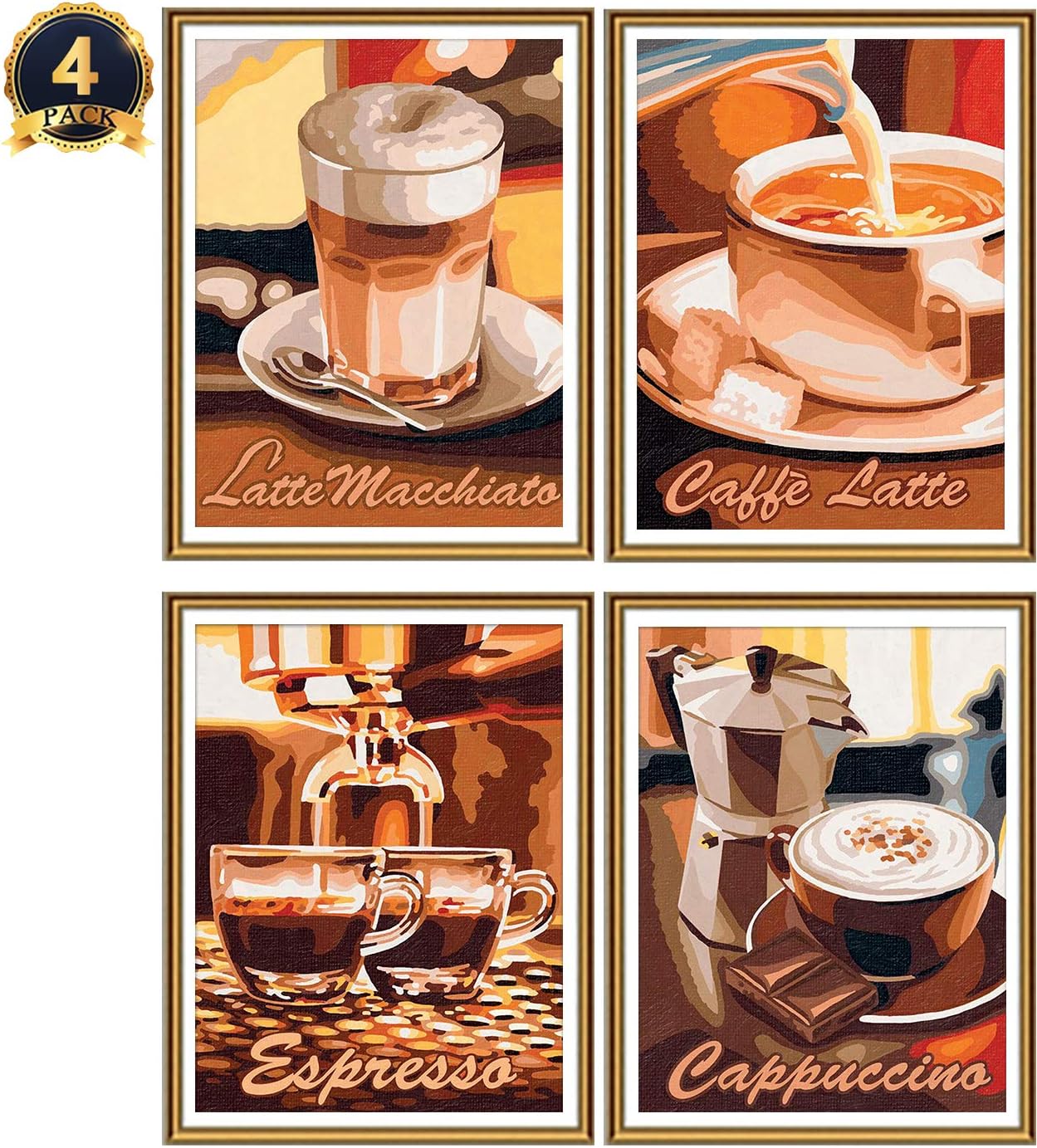 4 Pack 5D DIY Diamond Painting Kit Coffee Full Drill by Number Kits - Image 5