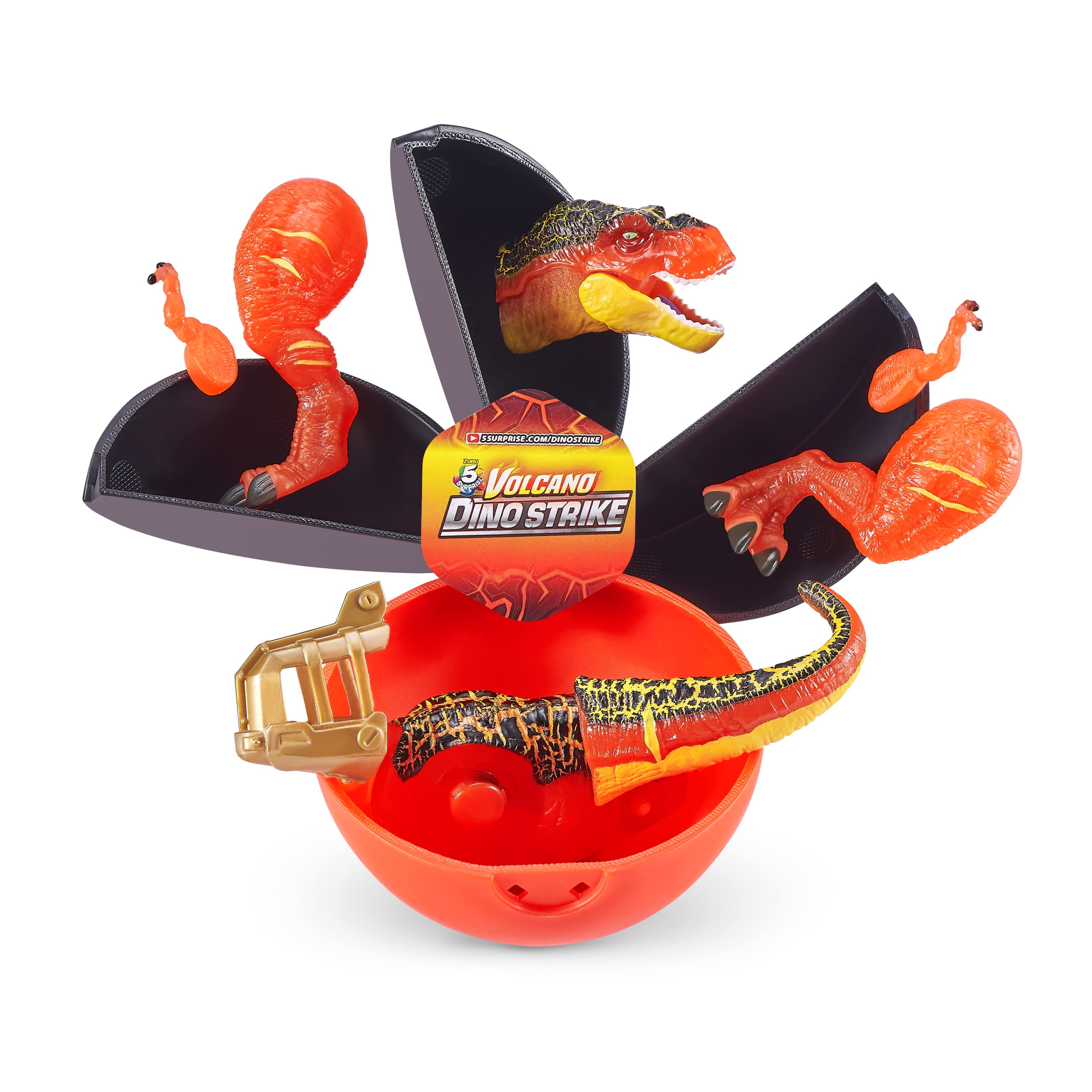 5 Surprise Dino Strike Series 4 (5 Pack) by ZURU Amazon Exclusive Mystery Collectible Mini Dinosaur Toys Fossils Capsules for Boys and Kids (5 Pack), Multi-Color, 77243