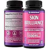 Glutathione Capsules - 1,500mcg L-Glutathione Supplement with Vitamin C - Skin Tone Enhancer - Targets Dark Spots & Acne Marks - Antioxidant Supplement for Beauty & Health Support - 60 Skin Pills