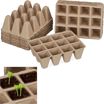 Relaxdays Biodegradable Fibre Plant Pots 5cm for Seedlings, Pack of 204