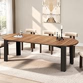 Epecoya Oval Extendable Dining Table for 4-8 People, Walnut Black | 43"-78" Wooden Round Dining Room Table with Leaf Extension, Farmhouse Expandable Kitchen Table for Apartment, Living Room