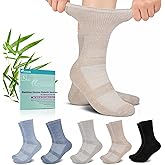 Revosoxs Diabetic Crew Socks for Men Women,Bamboo Viscose Non-Binding Loose Top Wide Socks with Seamless Toe 9-11 10-13
