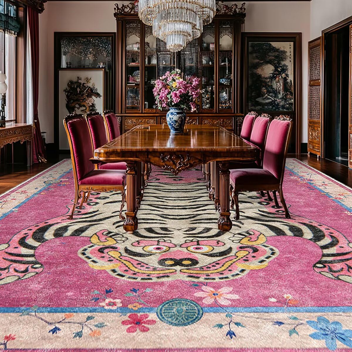 Pphcpx Tibetan Tiger Rug for Living Room 5x7 ft