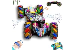 UJROQI Gesture Sensing RC Stunt Car,Remote Control Car Toys for Ages 5-7-13,with Lights Music Spray,4WD 360° Spins All Terrains Kids Toys RC Cars,3-6 Year Old Boy Birthday Gift & 3-12 Best Gift for Kids