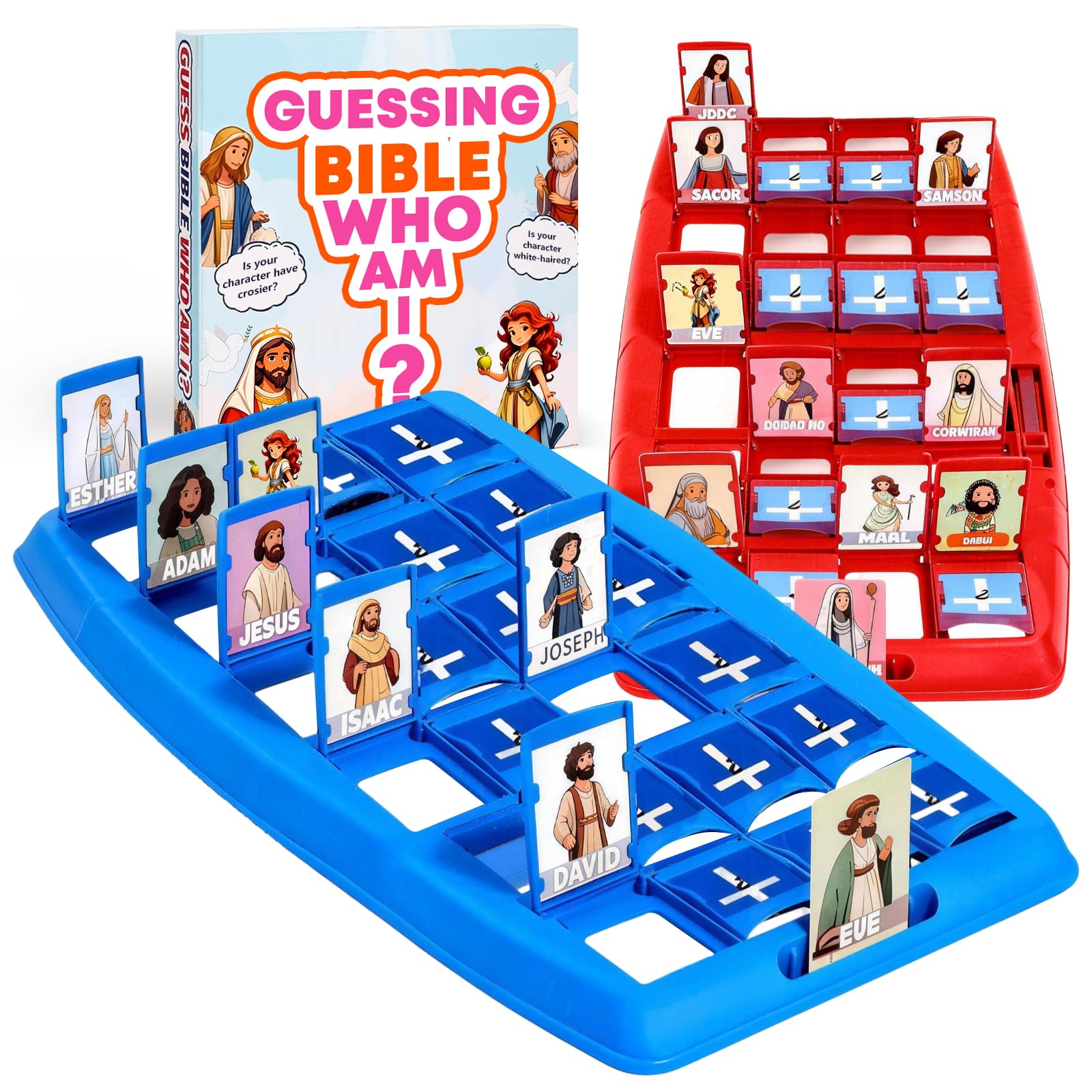 Guessing Bible Who Am I Board Games, 2026 New Guess Bible Who Game, 24 Bible Characters With Adventure Tale and Verse Cards, Bible Trivia Teaching Supplies, Christian & Catholic Gifts