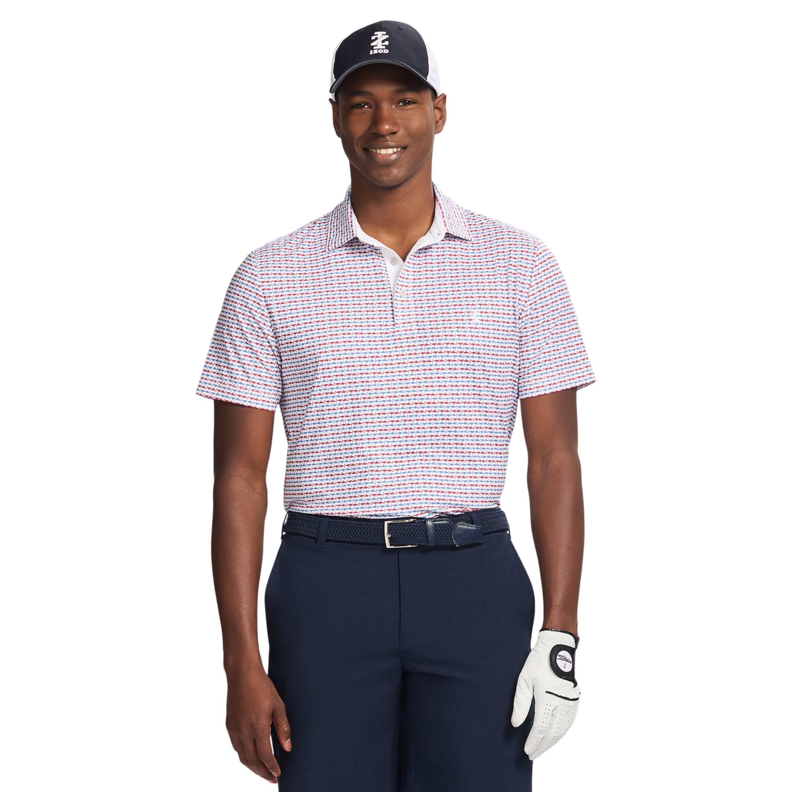 Izod Men's Swingflex Elite Short Sleeve Golf Polo, Bright White Shark, Small Image