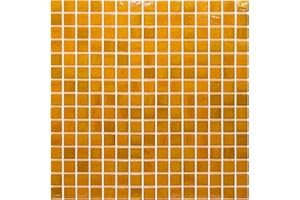 URBN.DESIGN URBN Contemporary Golden Caramel Yellow Iridescent Glass Mosaic Tile for Indoor and Outdoor - Single Sheet (13 inches x 13 inches, 1.15 SQ FT)