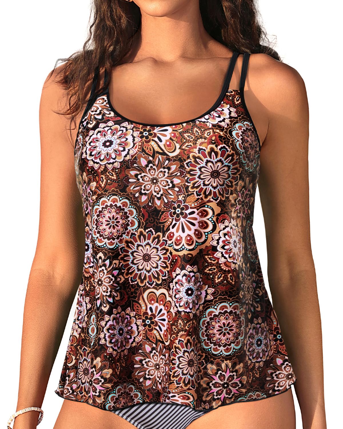 Womens Flowy Tankini Tops Only - Modest Bathing
