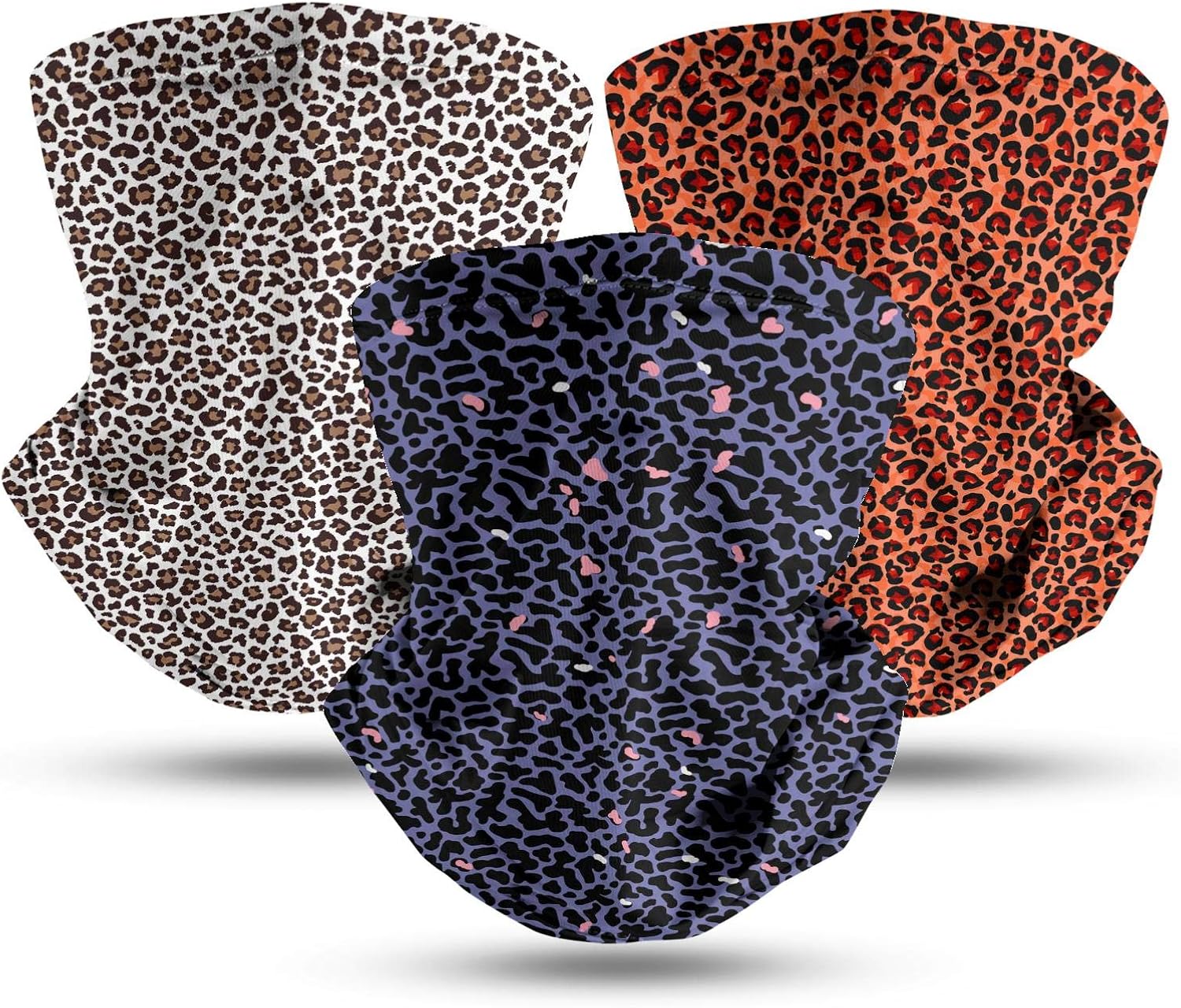 Man Unisex BrownLeopardprint Dustproof Scarf Daily 3Pcs