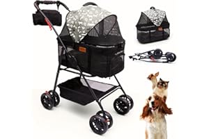 Bicystar Pet Stroller for Small Dogs with Wheels, Detachable Carrier, Max Load 33 lbs, Easy Folding, Compact Portable, Dog Carriage & Stroller & Car Seat 3 in 1 Animal Stroller