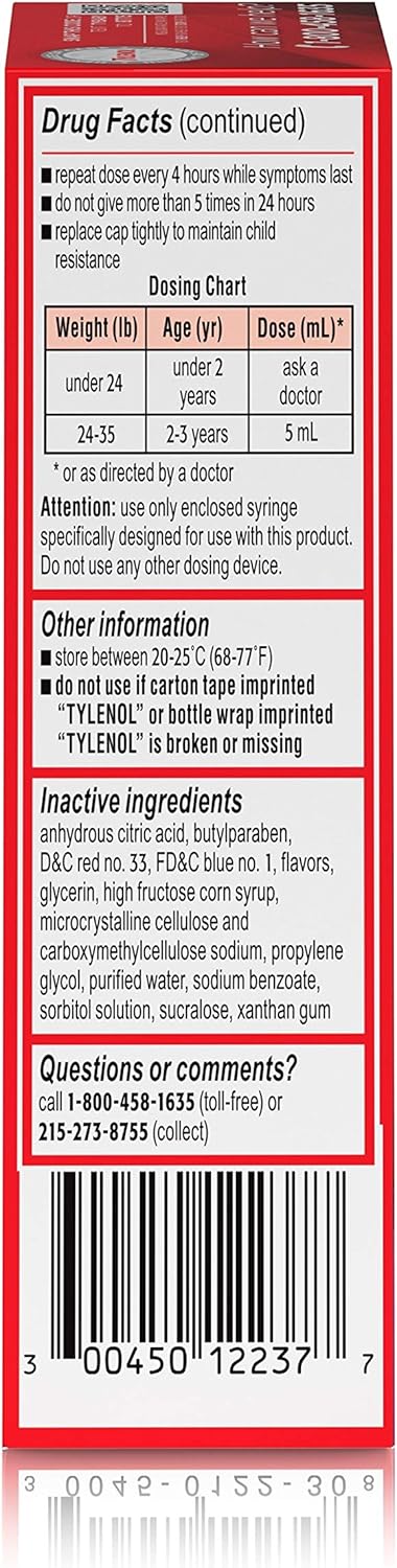 Infants' Tylenol Acetaminophen Liquid Medicine, Grape, 1 fl. oz: Health & Personal Care