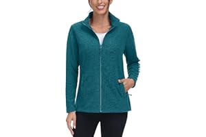 TACVASEN Women's Full Zip Fleece Jacket Lightweight Jacket Womens Winter Warm Coats with 2 Zipper Pockets
