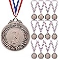 Geepen 12PCS Gold Silver Bronze Award Medals, Gold Medal with Neck Ribbons, Kids Reward Medal, Winner Medals Gold Prizes for Sports, Competitions