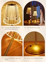 One Fire 10-Way Dimmable Rechargeable Glass Table Lamp 3 Color Touch view 8