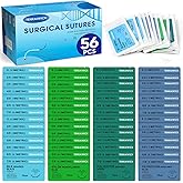 56 Packs Sutures Thread with Needle, Mixed Sutures, Training Threads(0,2/0,3/0,4/0,5/0,6/0,7/0) for Practicing Suturing can b