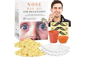 Nose Wax Hair Removal Kit by CoFashion | 100g Wax, 30 Applicators (15-30 Uses) | Painless, Quick & Easy for Men Women | 15 Mustache Guards, 2 Silicone Cups