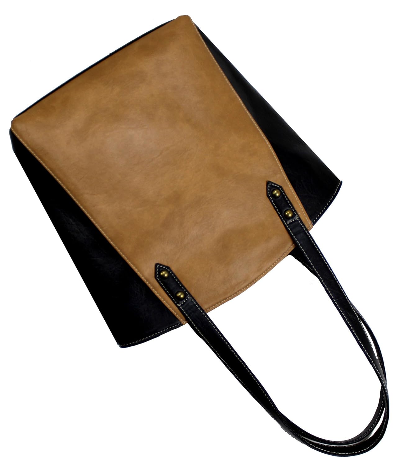 fargo motley pu leather women's & girl's tote handbag (beige,black_fgo-007)