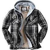 KOMANA Men Fleece Heavyweight Zip Jacket Sherpa Plaid Flannel Shirt Coat