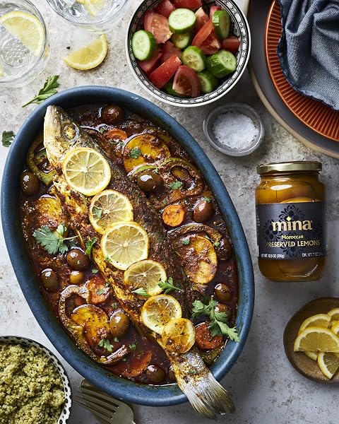 MINA PRESERVED LEMONS – 12.5 OUNCE, AUTHENTIC MOROCCAN PRESERVED LEMONS, IDEAL FOR TAGINE, COUSCOUS, SALADS, NON-GMO, VEGAN, KETO, KOSHER, GLUTEN FREE