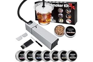 PECROL Cocktail Smoker Kit Old Fashioned Smoker Kit with 8 Wood Chips Whiskey Smoker Kit Indoor Drink Smoker Infuser Kit Bourbon Smoker kit Food Smoker for Birthday Whiskey Christmas Gifts for Men
