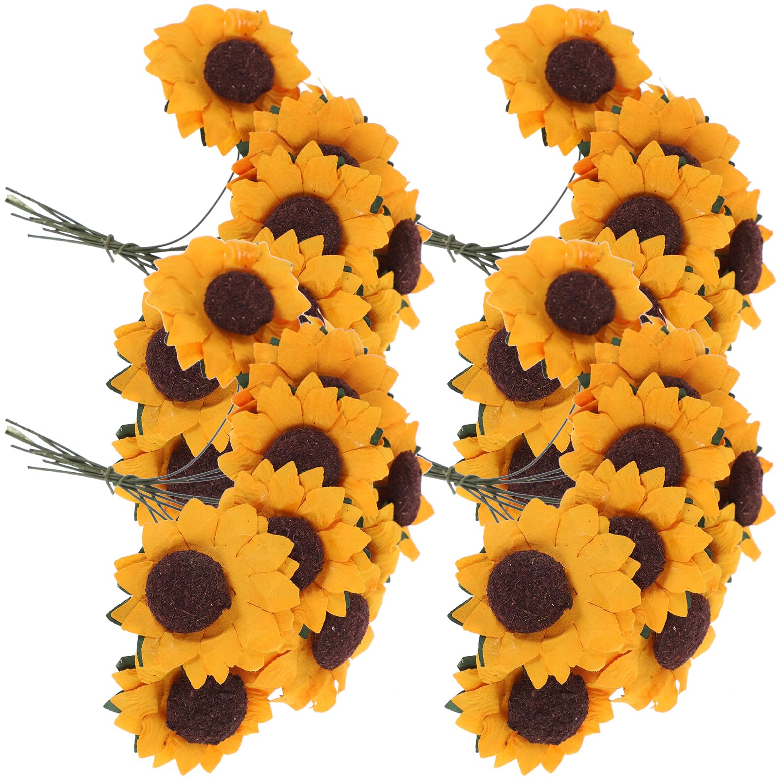 ULTNICE 100pcs Chic Mini Paper Artificial Sunflower DIY Craft for Wedding Party Decor