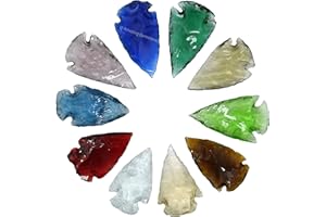 AMAZING GEMSTONE 10 Pieces Mix Color Arrowhead, Crystal and Healing Stone Flint Rock Arrow Head - 1" to 1.5" Arrowheads for DIY Project Craft Point Jewelry Making
