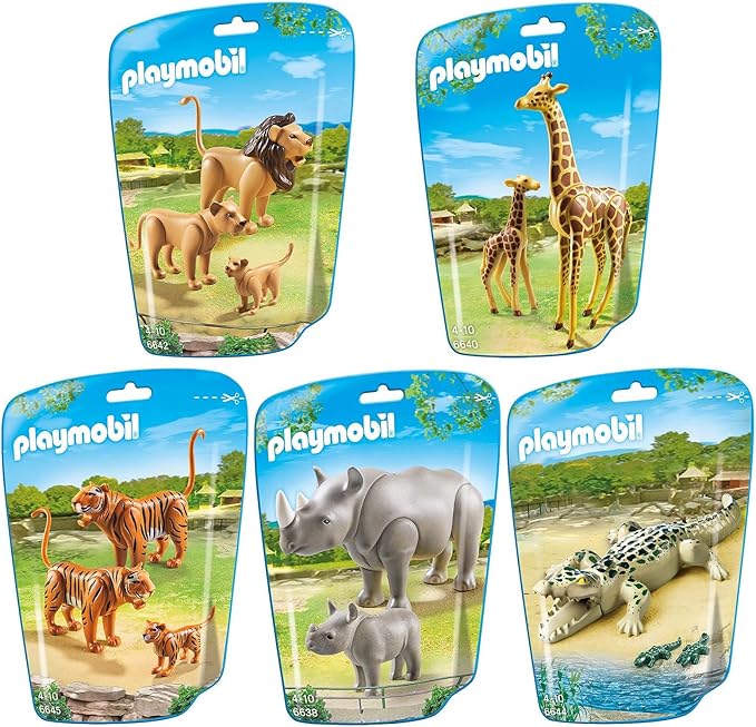 Playmobil Wild Animal Assortment Box (Tiger, Giraffe, Aligator, Lion ...