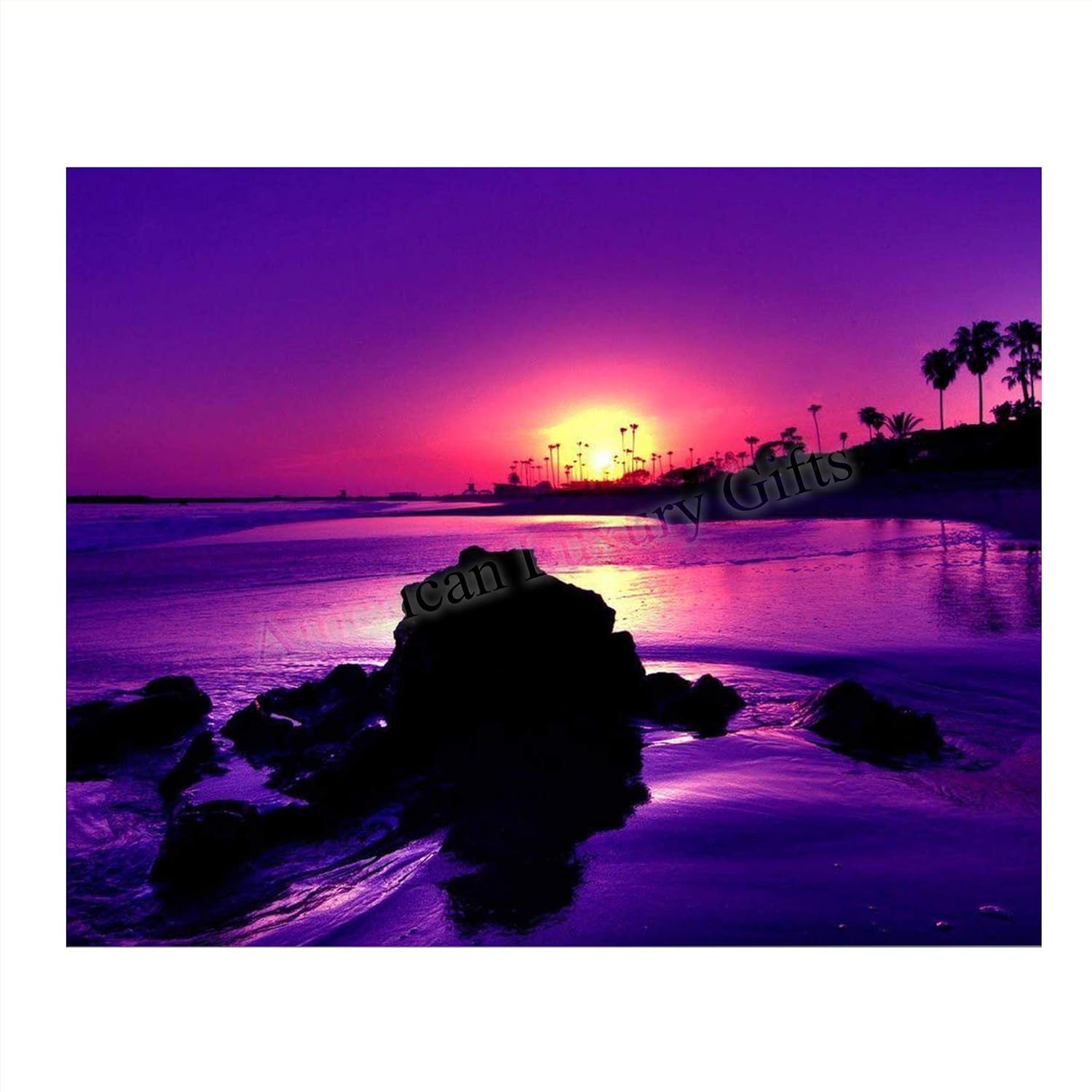 Amazon Com Sunset On The Coast In Purple 8 X 10 Wall Art Print Ready To Frame Beautiful Beach Decor Tropical Island Beach Sunsets Make The Perfect Art For Any Room Great Gift For
