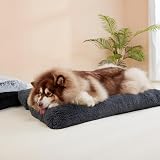 EHEYCIGA Fluffy XXL Dog Crate Bed Calming Anti Anxiety 120x90x10cm Dark Grey view 7