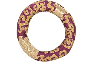 Karma Crafter Silk Brocade Cushion Pillow for Tibetan Singing Bowl Handmade in Nepal Round Cushion for Sound Bowls (7 Inches, Purple)