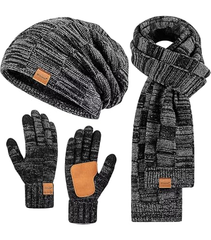SATINIOR 6 Pcs Winter Knit Beanie Hat Scarf Touchscreen 