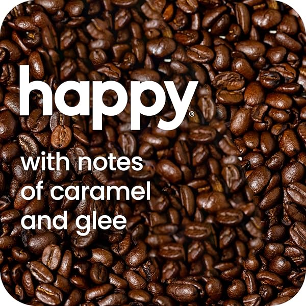 HAPPY INSTANT COFFEE, MEDIUM ROAST WITH NOTES OF CARAMEL AND GLEE, 8 PACKETS, SINGLE SERVE, USE FOR HOT OR ICED COFFEE, SUSTAINABLY SOURCED