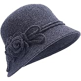 Lawliet Womens Retro Collapsible Soft Knit Wool Cloche Hat Bucket Flower A466
