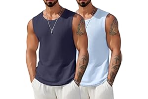 COOFANDY Mens Casual Tank Tops Waffle Knit Sleeveless Shirt Breathable Tank Shirts Summer Muscle Tee