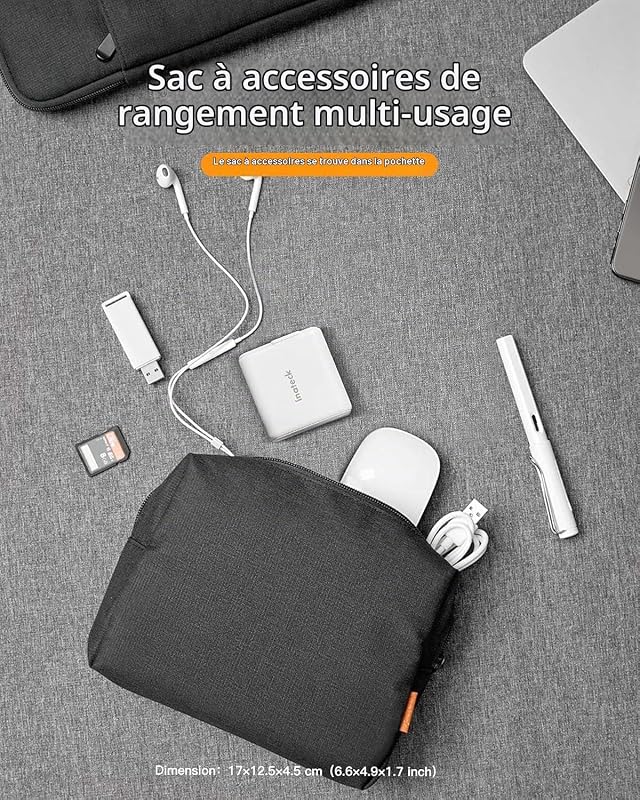 Housse de Protection 13.3 Pouces avec Poche, Noir