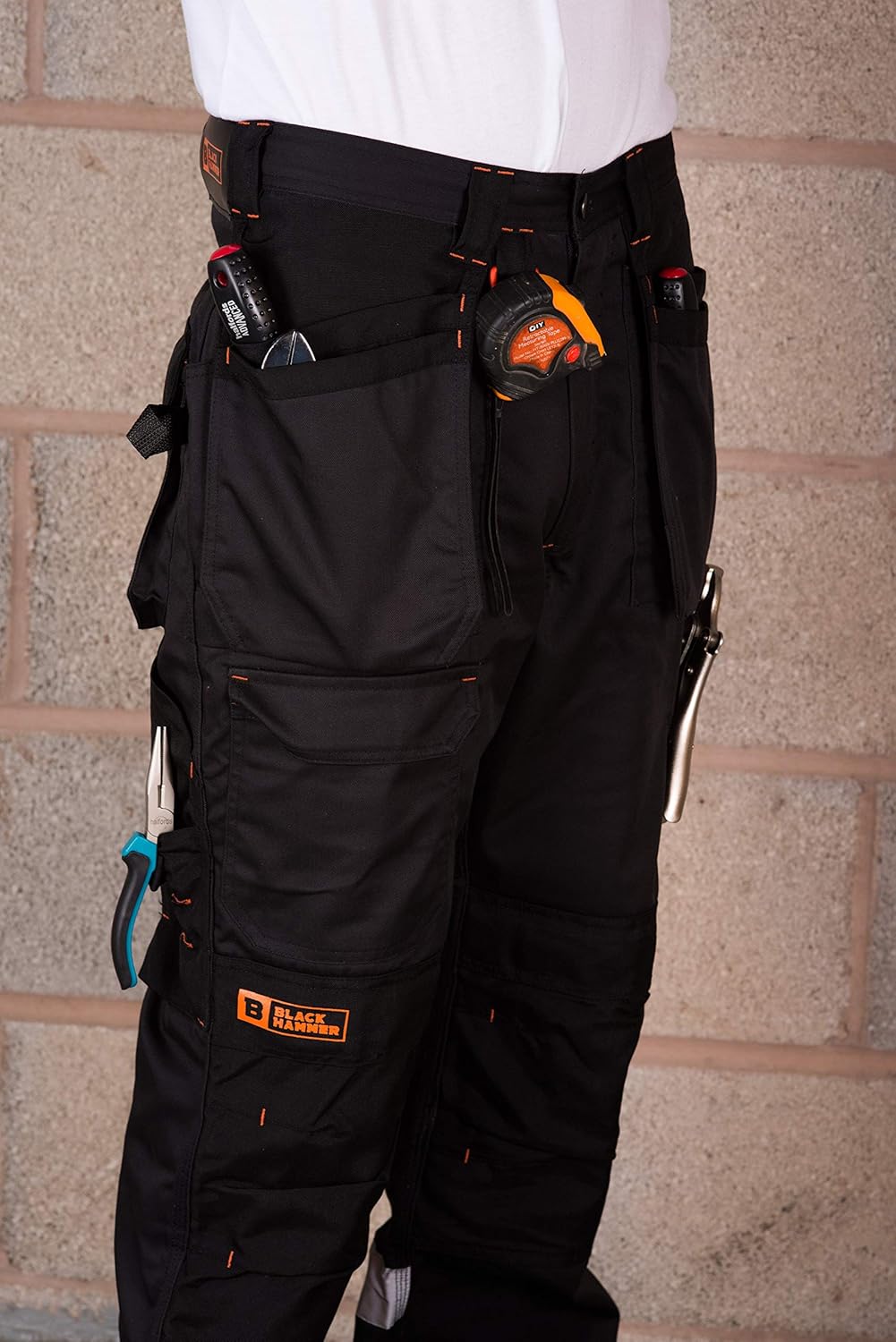 Super Saturday Black Hammer Mens Work Trousers Multi Pockets Cargo