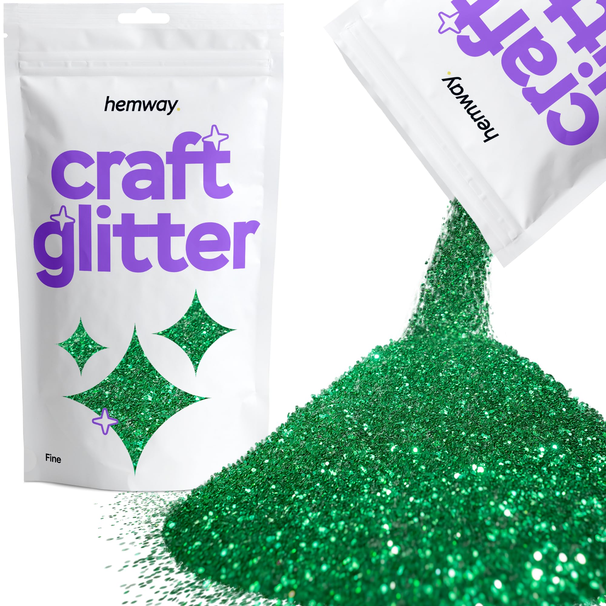 Hemway Craft Glitter Emerald Green 100g Fine Glitter for Crafts, Resin, Cosmetic, Nail, Face, Body, Festival, Tumblers, Art, Candle, Crafting